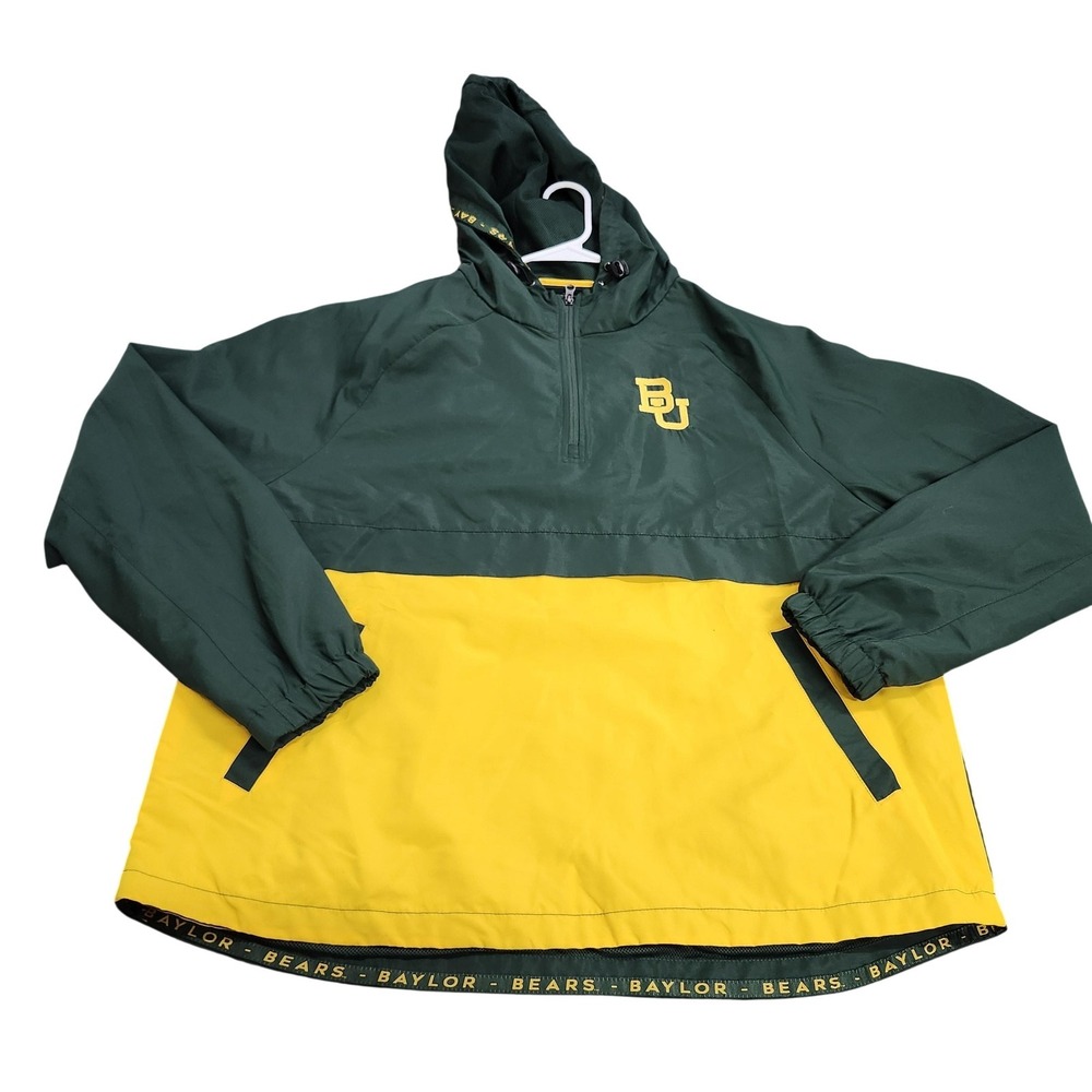 Baylor Bears Jacket Womens 2XL Green Yellow NCAA Football Colosseum Pullover